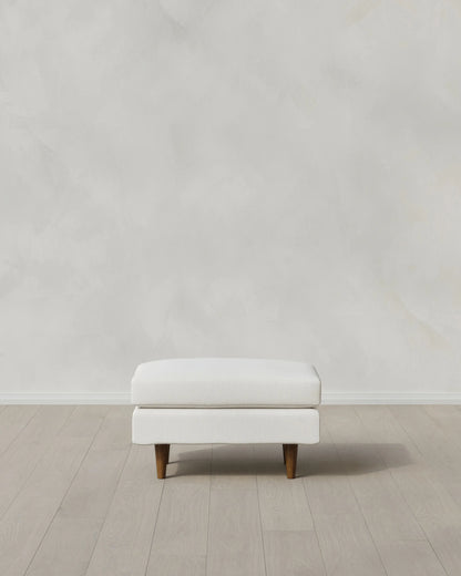 Atlas Midcentury Ottoman in Performance Chenille Linen Blend - 31.5" / Snow