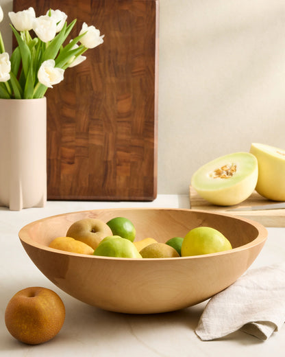 Handcrafted Large Wooden Serving Bowl, 15" - One Size / Beech Wood