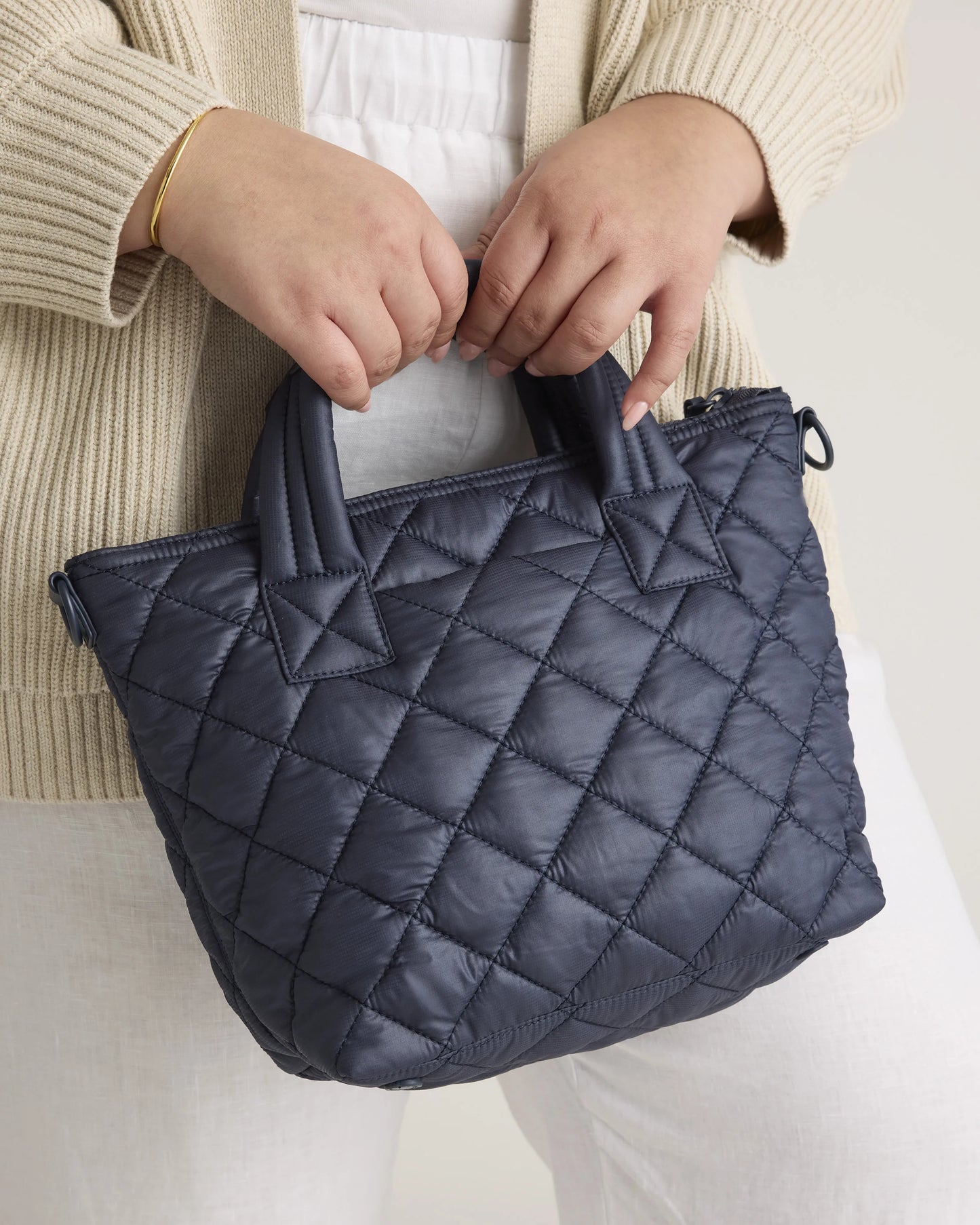 Transit Quilted Small Crossbody Tote - One Size / Taupe Brown
