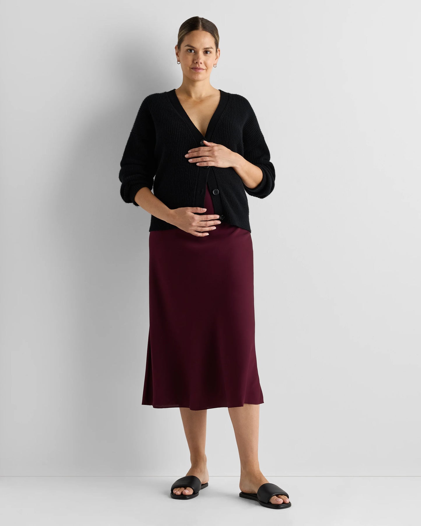 Washable Stretch Silk Maternity Skirt - XS / Vintage Pink