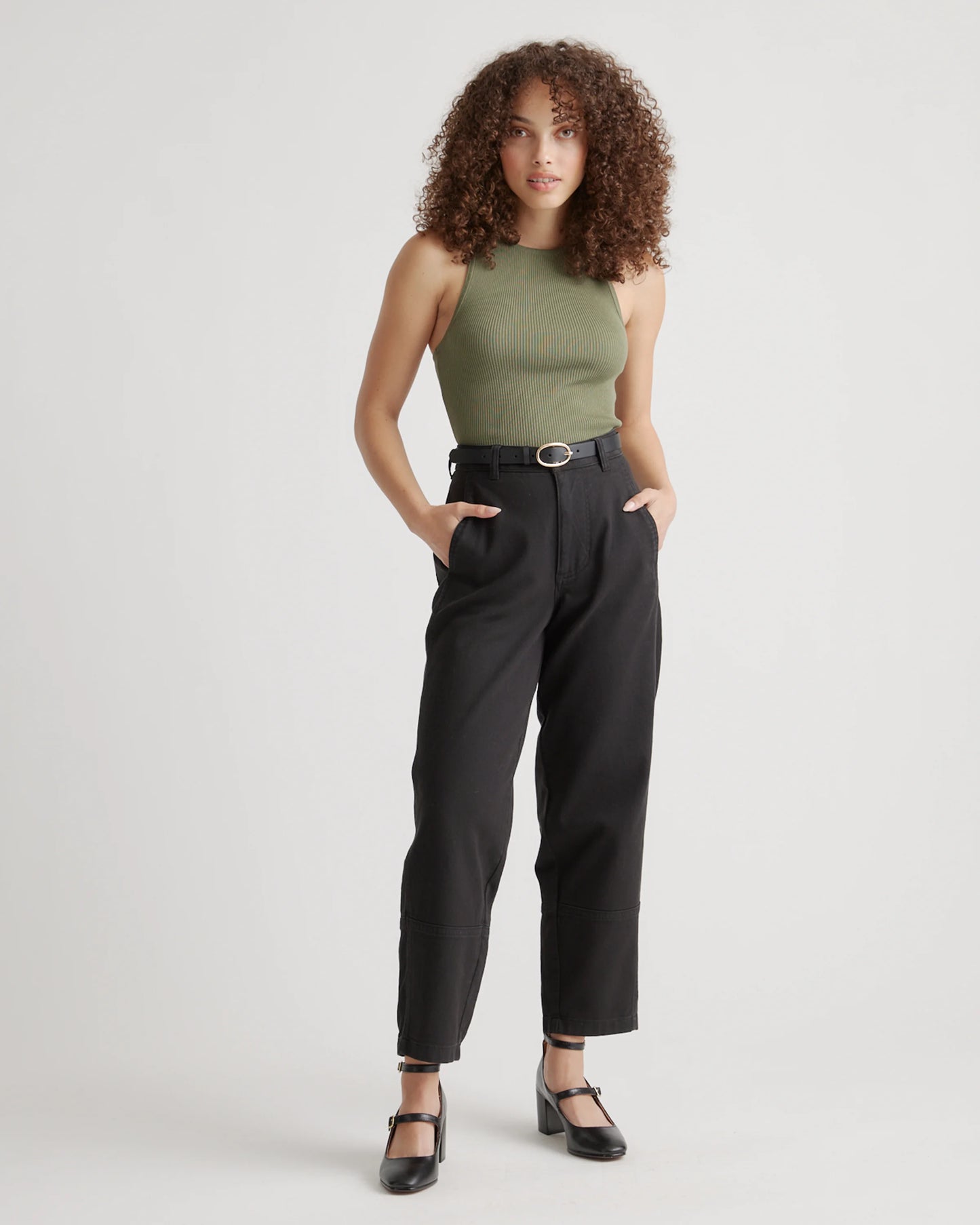 Organic Stretch Cotton Twill Barrel Pants - 0 / Olive