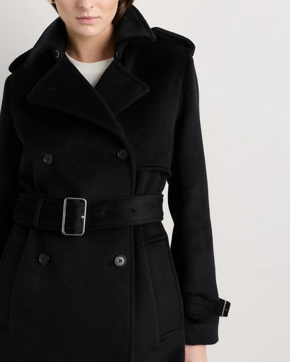 100% Mongolian Cashmere Trench Coat - XS / Heather Taupe