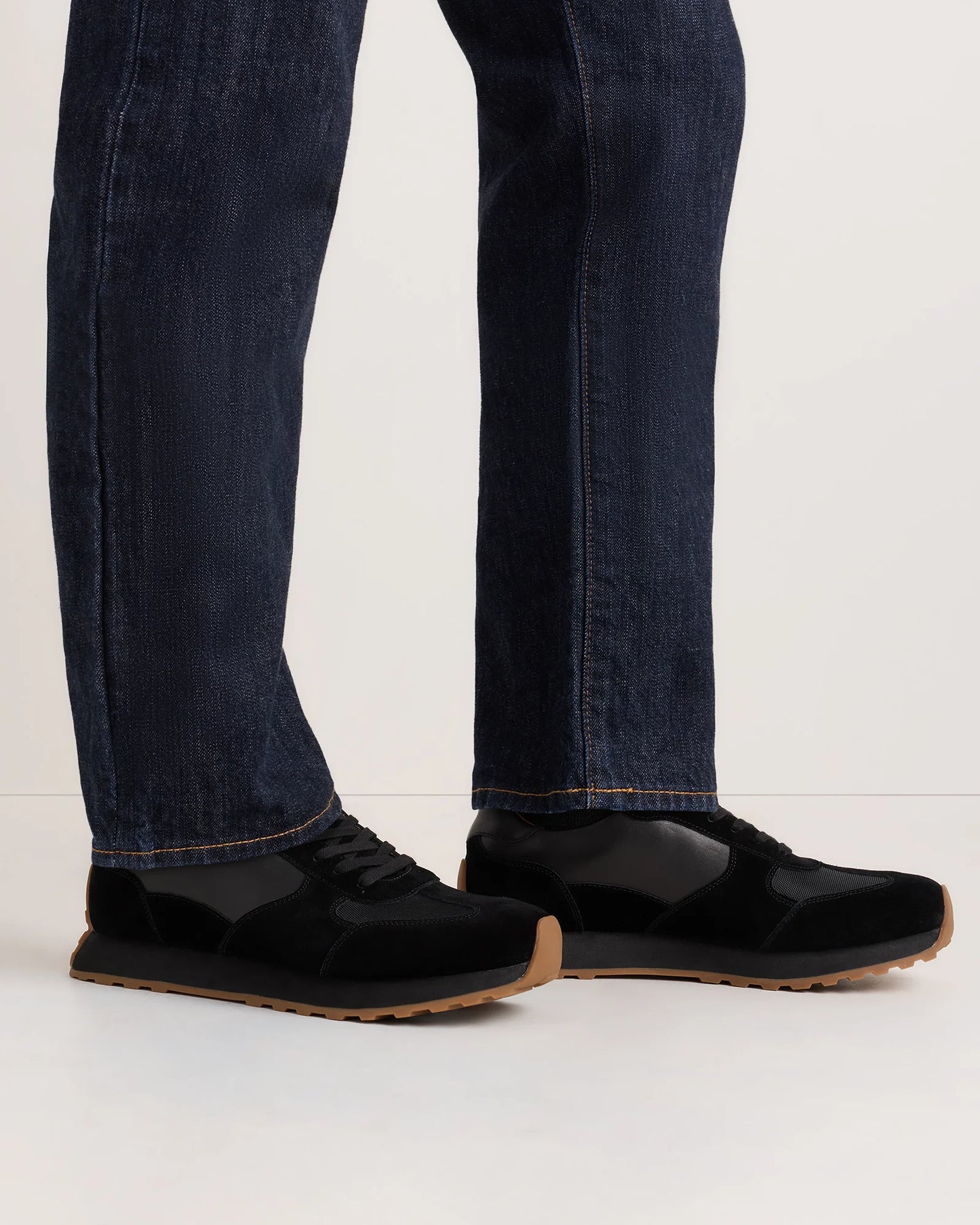 Italian Leather and Suede Retro Runner - 7 / Dark Navy