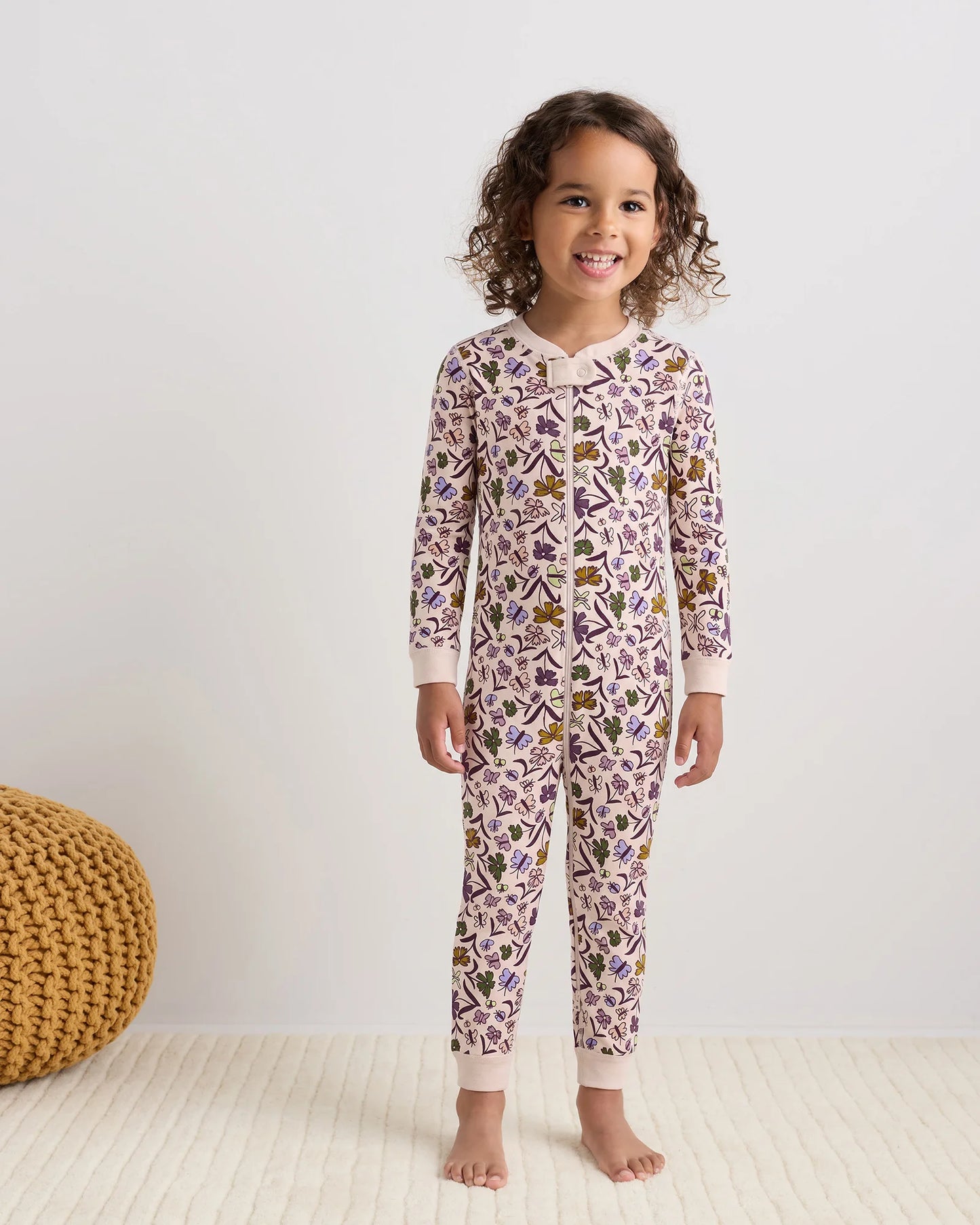 100% Organic Cotton One Piece Pajama - 2T / Navy Stripe