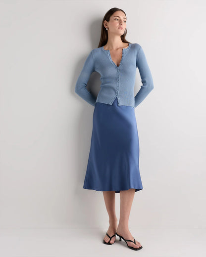 100% Washable Silk Skirt - XS / Champagne