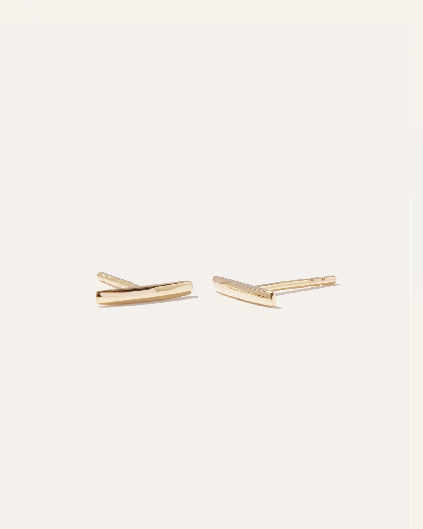 14K Gold Line Studs - One Size / Yellow Gold