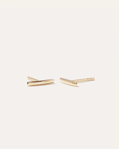 14K Gold Line Studs - One Size / Yellow Gold