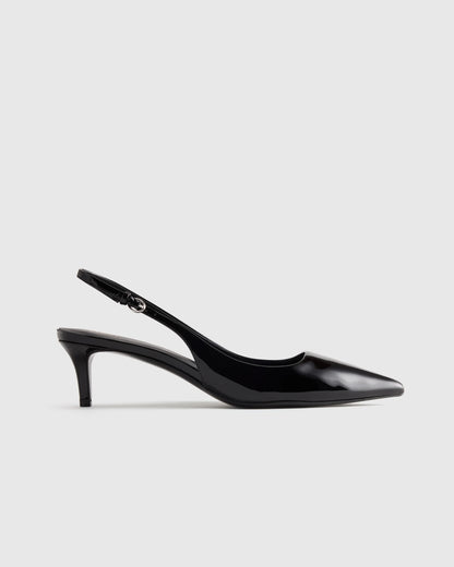 Italian Leather 55mm Slingback Pump - 5 / Black Patent