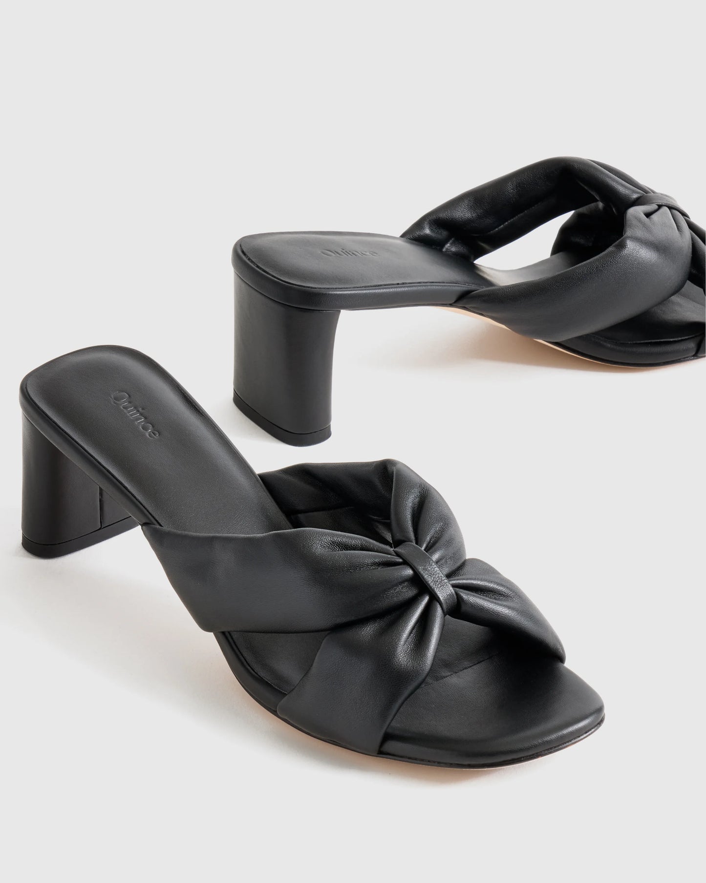 Italian Leather Twist Mid Heel Mule - 5 / Almond