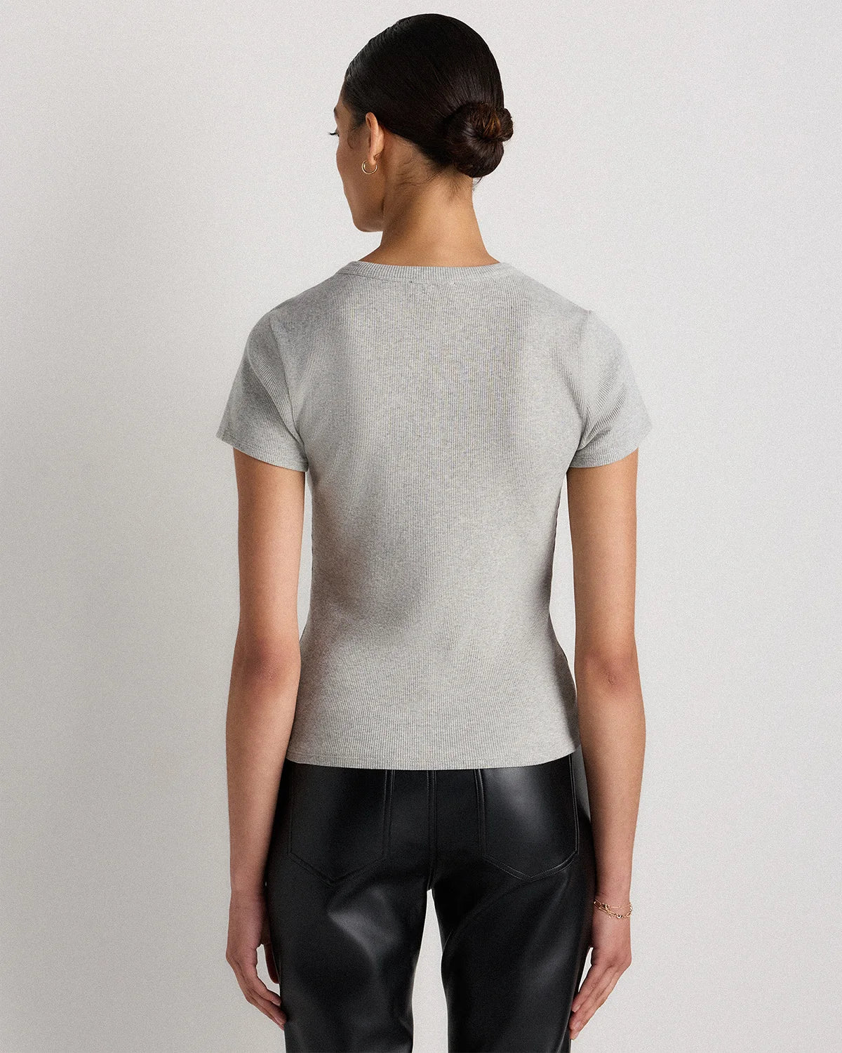 Organic Cotton Micro-Rib Button Tee - XS / Soft White