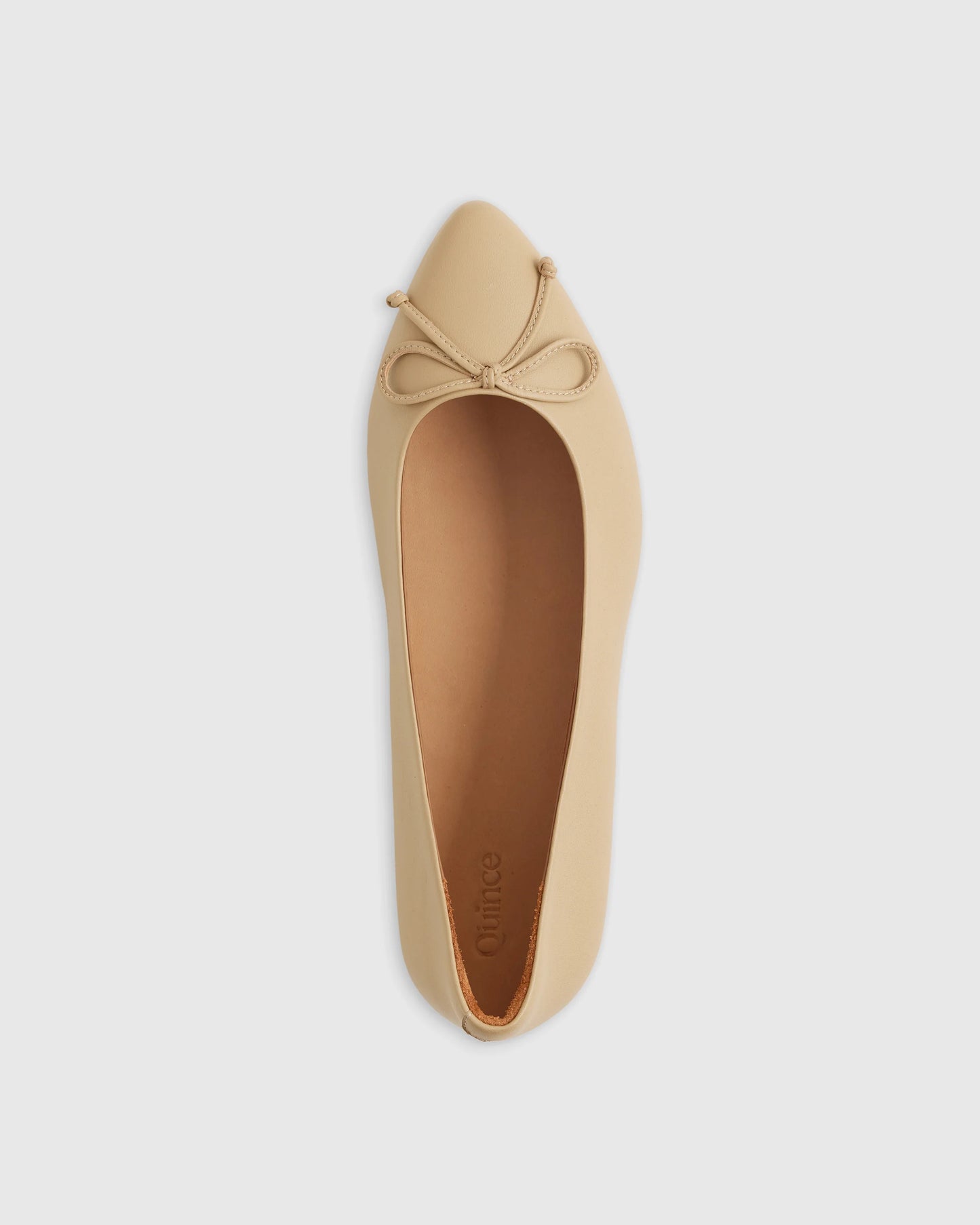 Italian Leather Pointed Bow Flat - 5 / Shell Pink