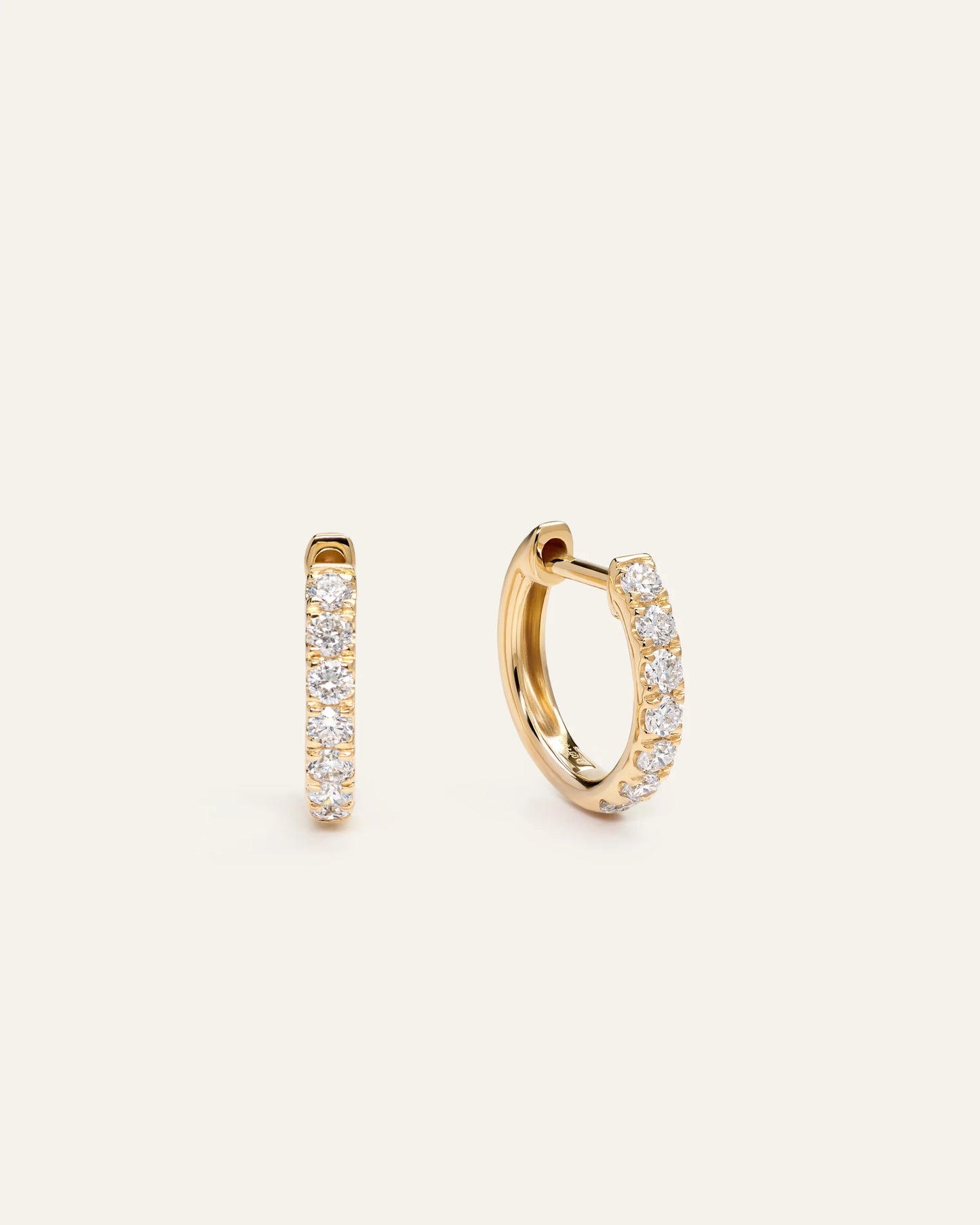 14K Gold Lab Grown Diamond Huggies - 12mm / Yellow Gold