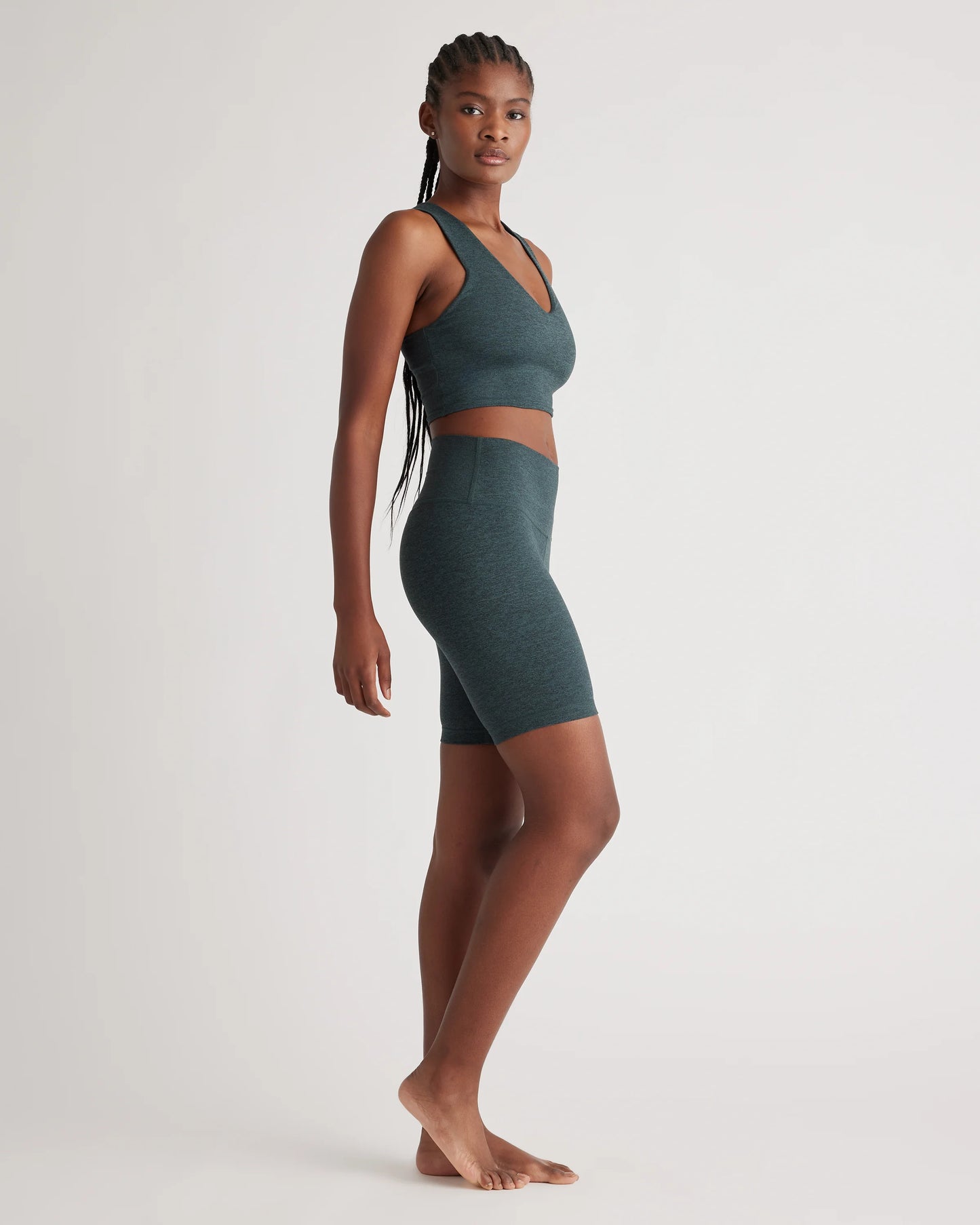 Ultra-Soft V-Neck Cropped Tank - XS / Heather Navy