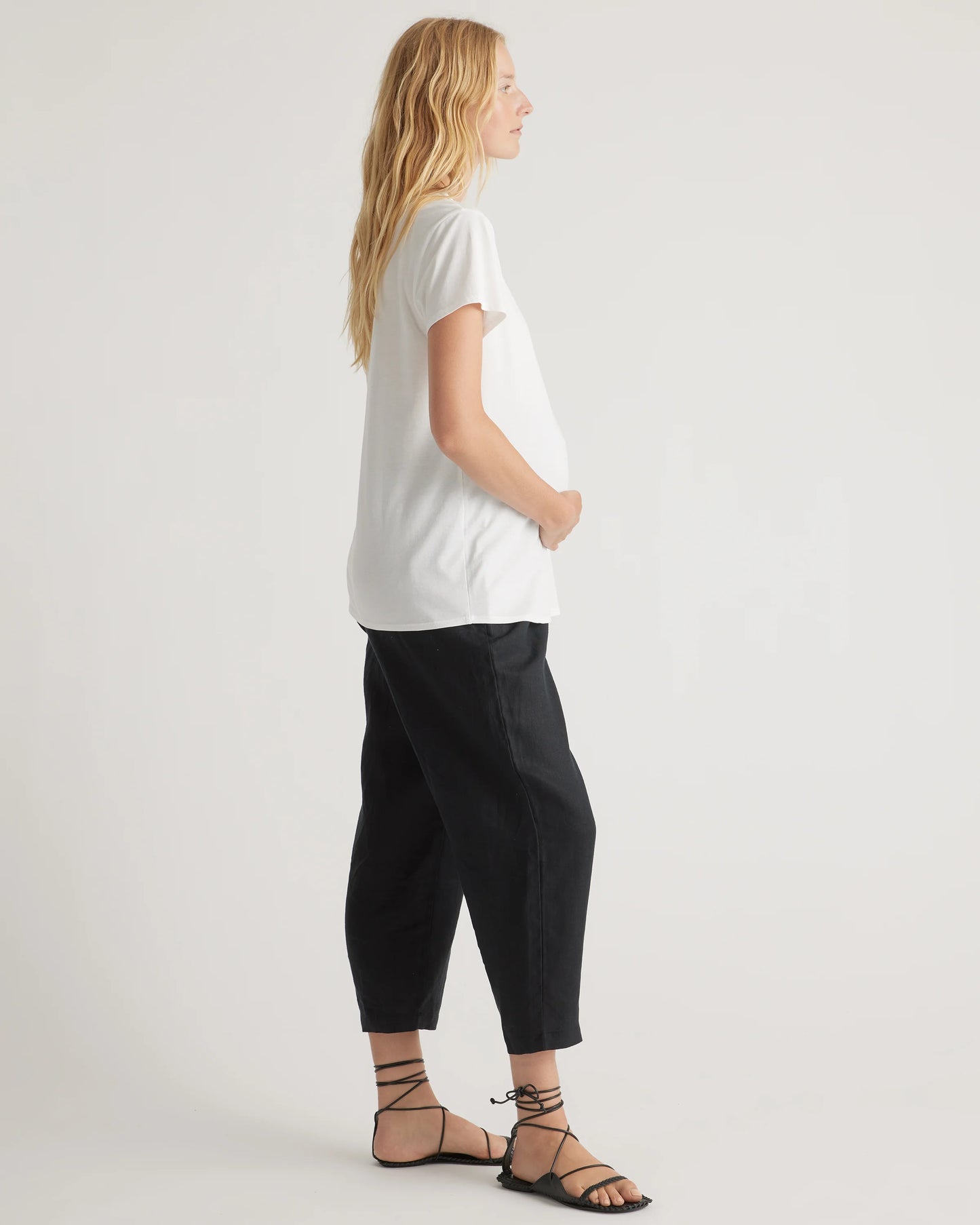 Cotton Modal Maternity Crew Neck Tee (2-pack) - XS / Black/Redwood Brown