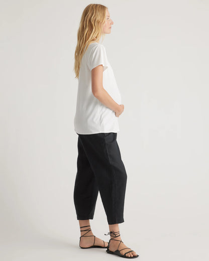 Cotton Modal Maternity Crew Neck Tee (2-pack) - XS / Black/Redwood Brown