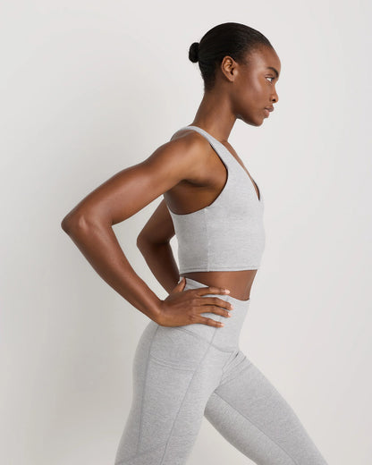 Ultra-Soft V-Neck Cropped Tank - XS / Heather Navy