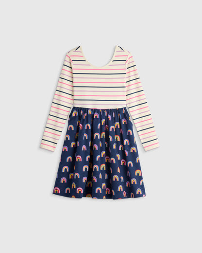 Organic Cotton Long Sleeve Skater Dress - 2T / Red Poppy Garden