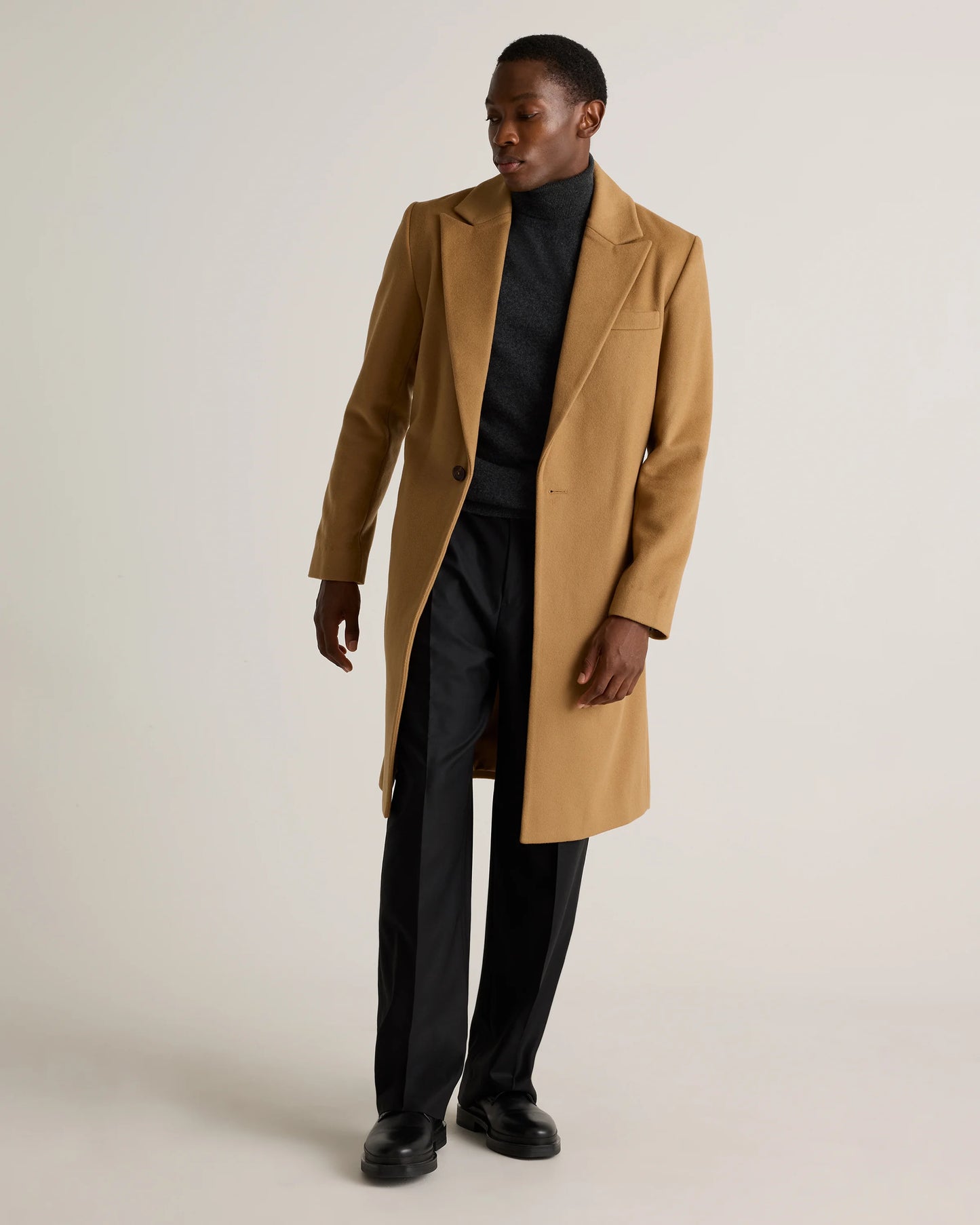 Italian Wool Belted Overcoat - S / Caramel