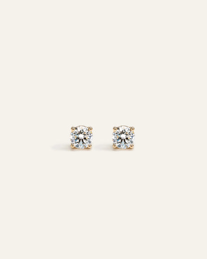 14k Gold Natural Diamond Solitaire Studs - 0.50ctw - One Size / Yellow Gold