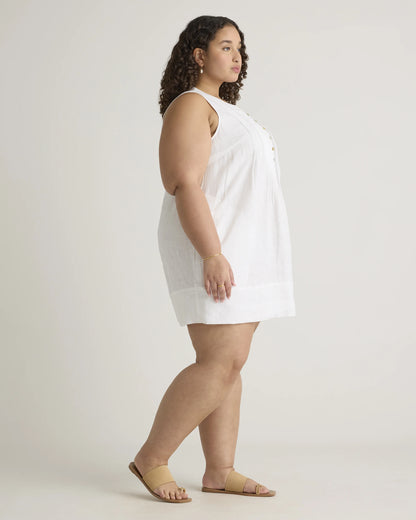 100% European Linen Sleeveless Swing Dress - 1X / Bayberry Olive