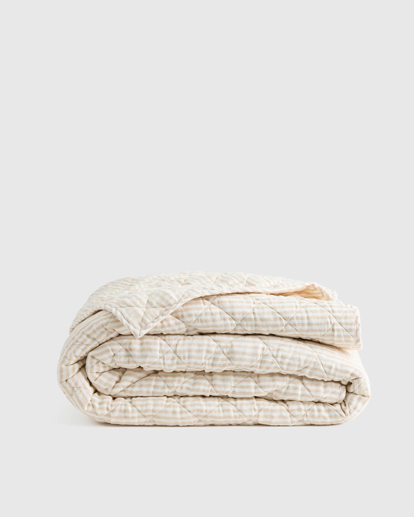 European Linen Stripe Quilt - Twin / Mist/White Stripe