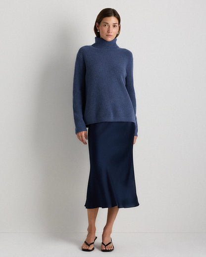 Mongolian Cashmere Fisherman Turtleneck Sweater - XS / Black