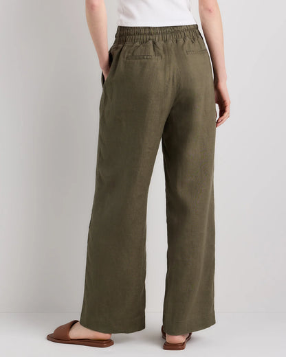 100% European Linen Wide Leg Pants - XS / Bayberry Olive