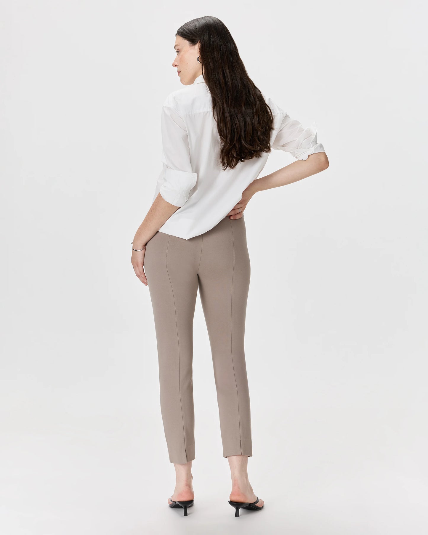 Ultra-Stretch Ponte Pintuck Ankle Pants - XS / Ecru