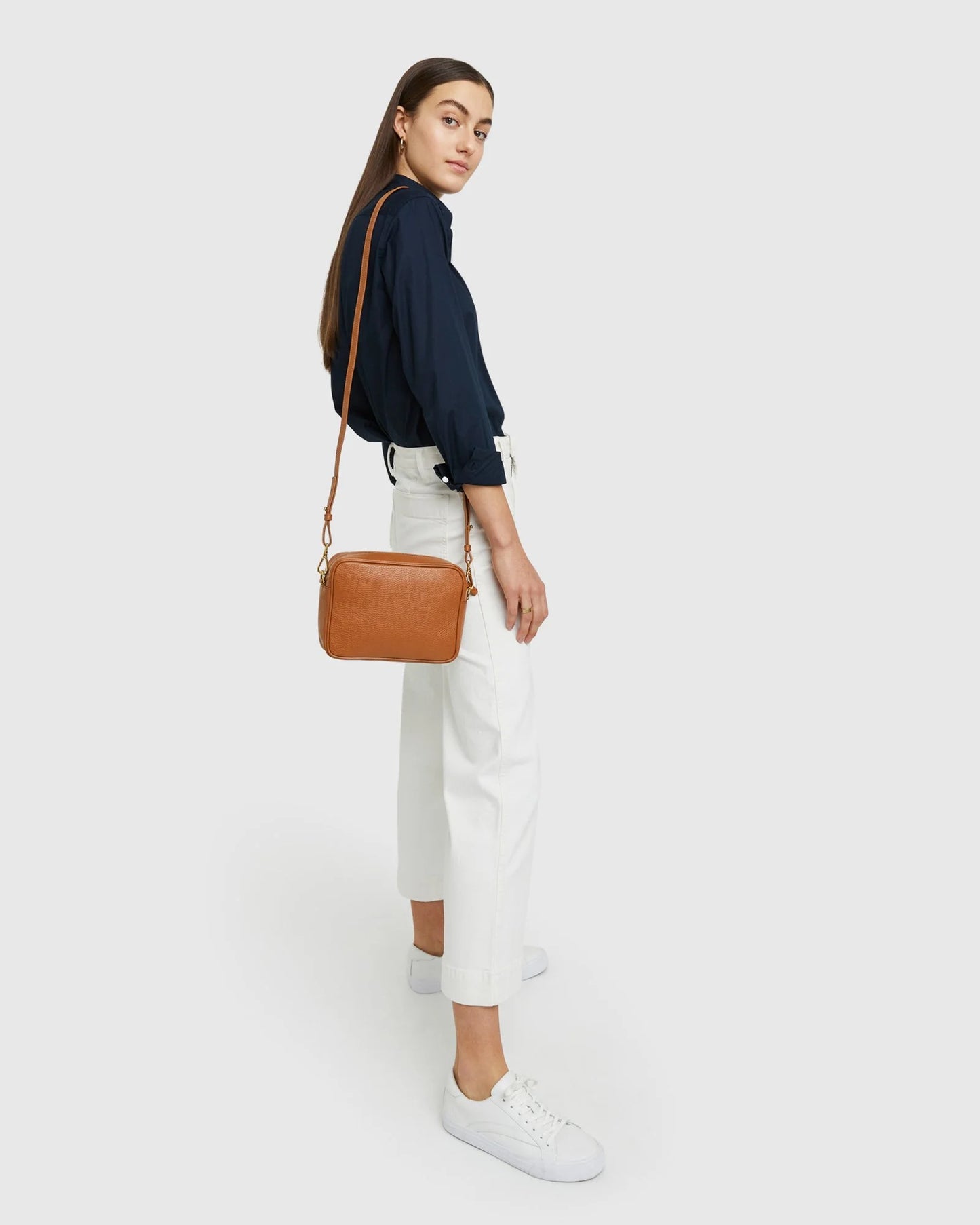 Italian Leather Crossbody Bag - One Size / Black Croco