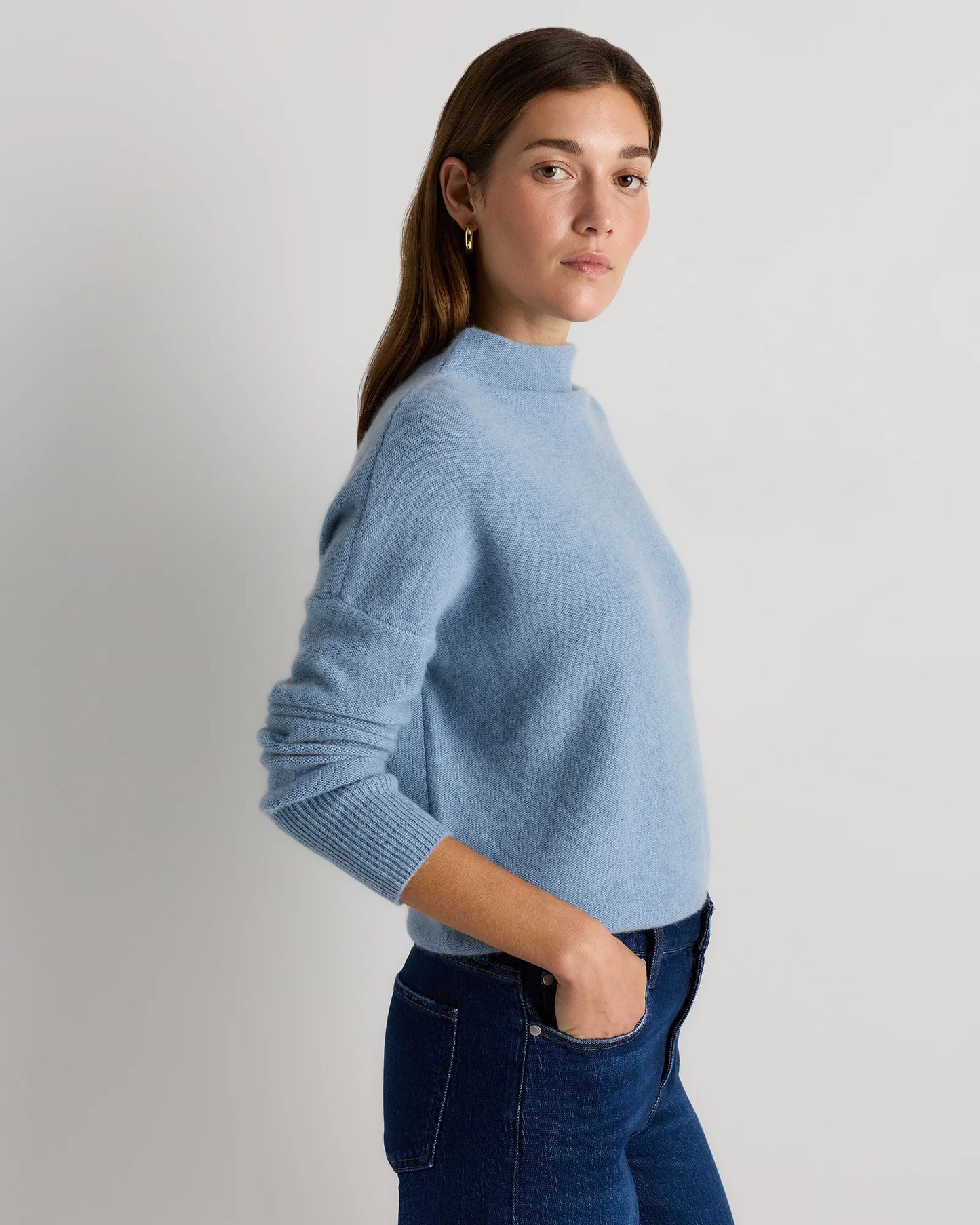 Mongolian Cashmere Funnel Neck Sweater - XS / Heather Grey