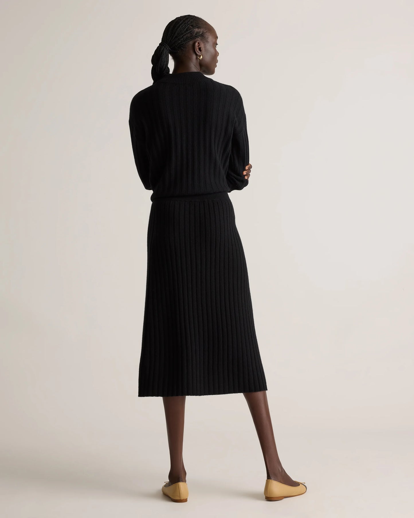 Mongolian Cashmere Midi Skirt - XS / Brown