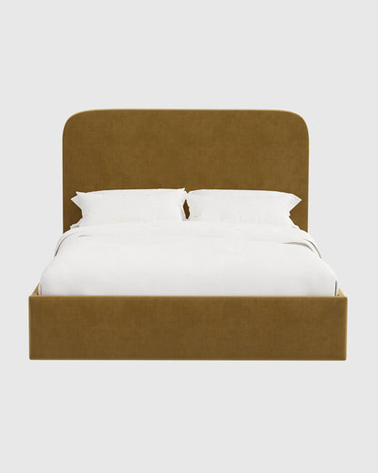 Curved Bed in Performance Velvet - Full / Walnut