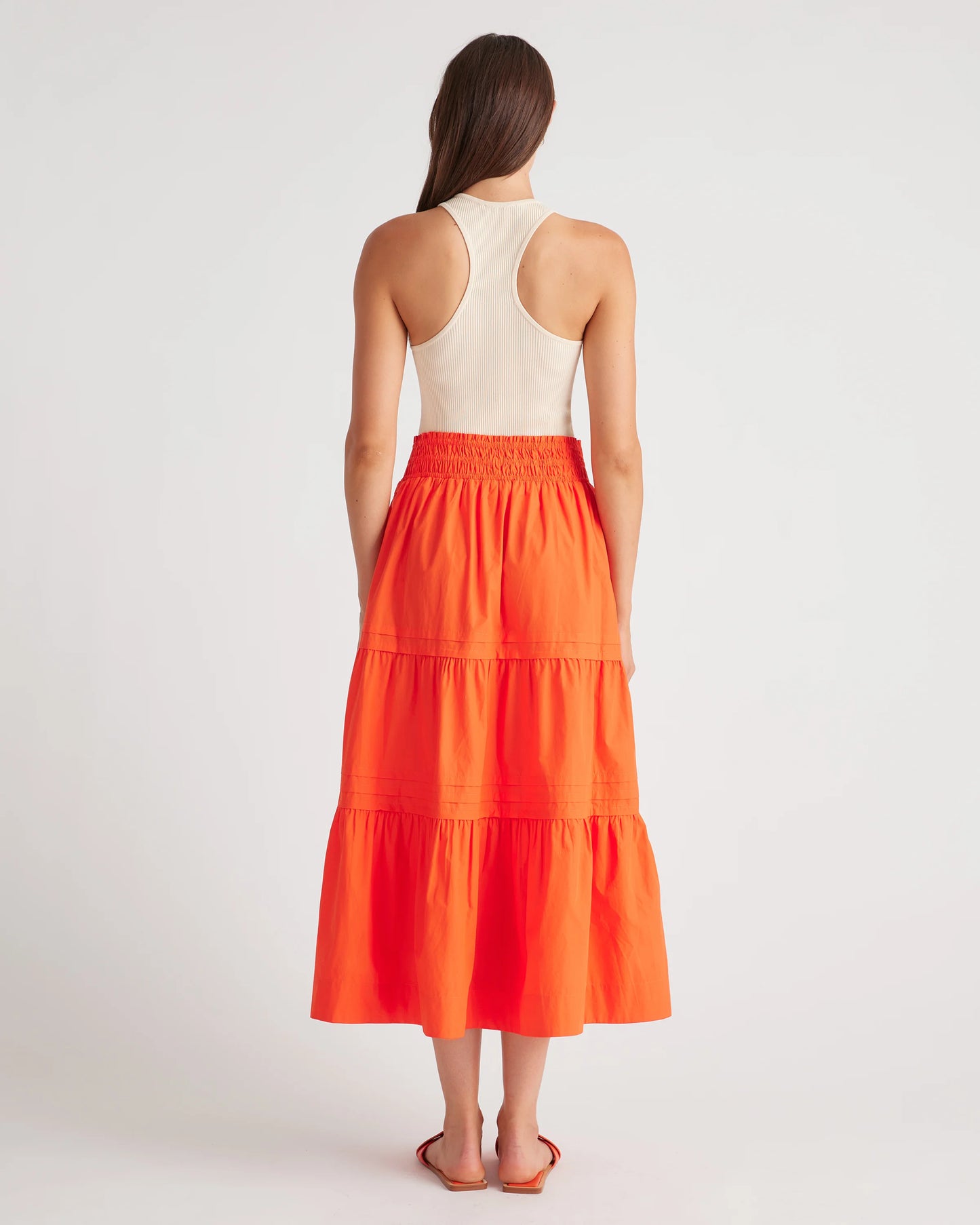 100% Organic Cotton Poplin Tiered Maxi Skirt - XS / Black