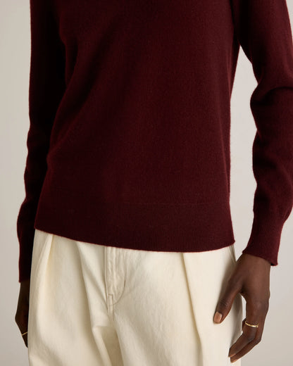 Mongolian Cashmere V-Neck Sweater - XS / Rich Burgundy