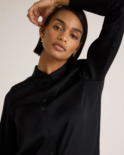 Washable Stretch Silk Blouse - XS / Moonstone Blue