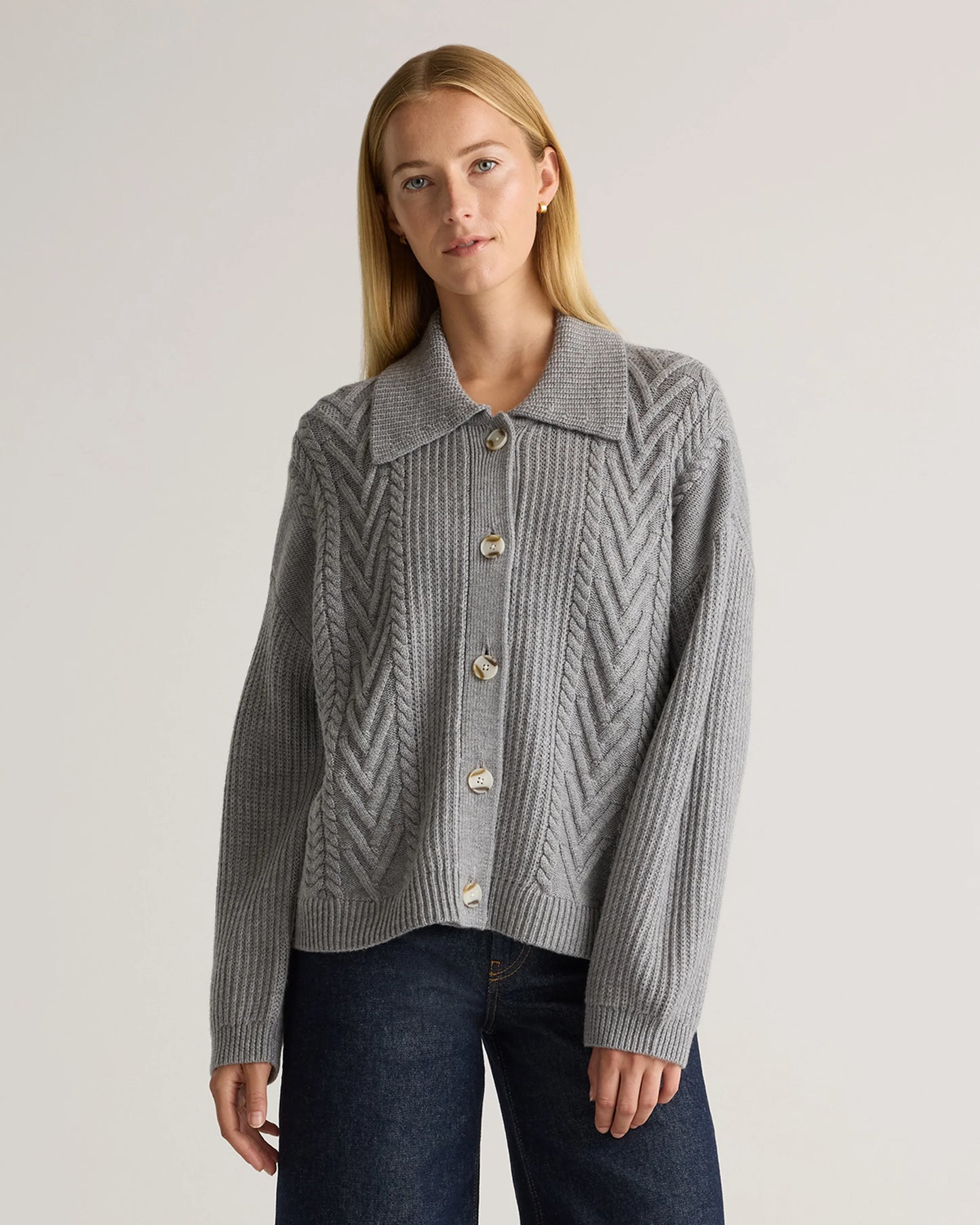 Australian Merino Wool Collared Cable Cardigan - XS / Coffee Bean Brown