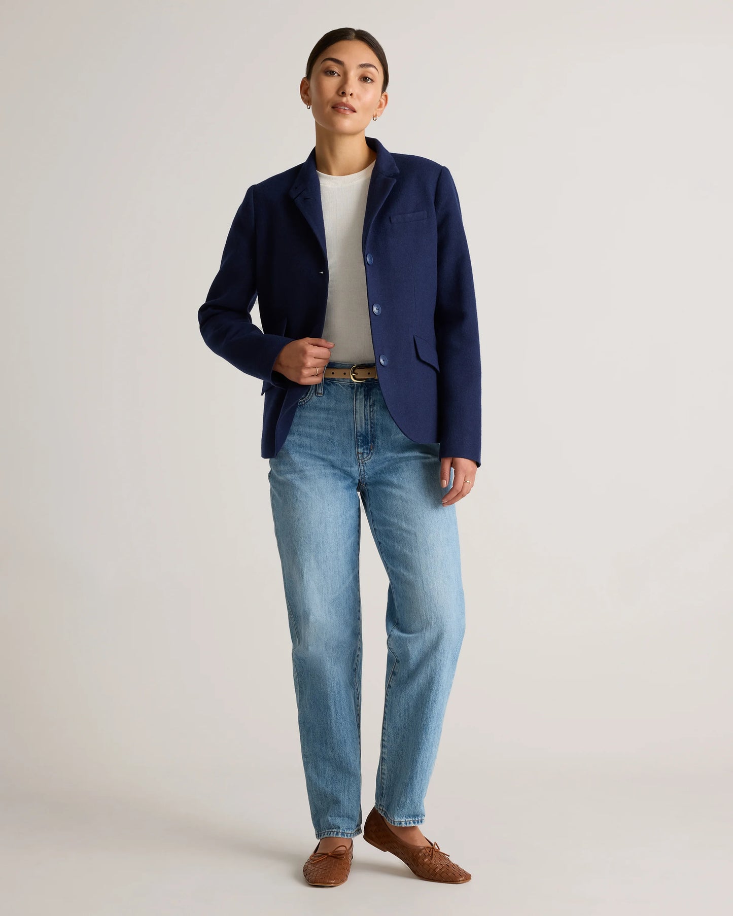 Italian Wool Stand Collar Blazer - XS / Warm Camel