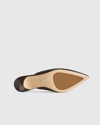 Italian Leather 55mm Kitten Heel Mule - 5 / Black