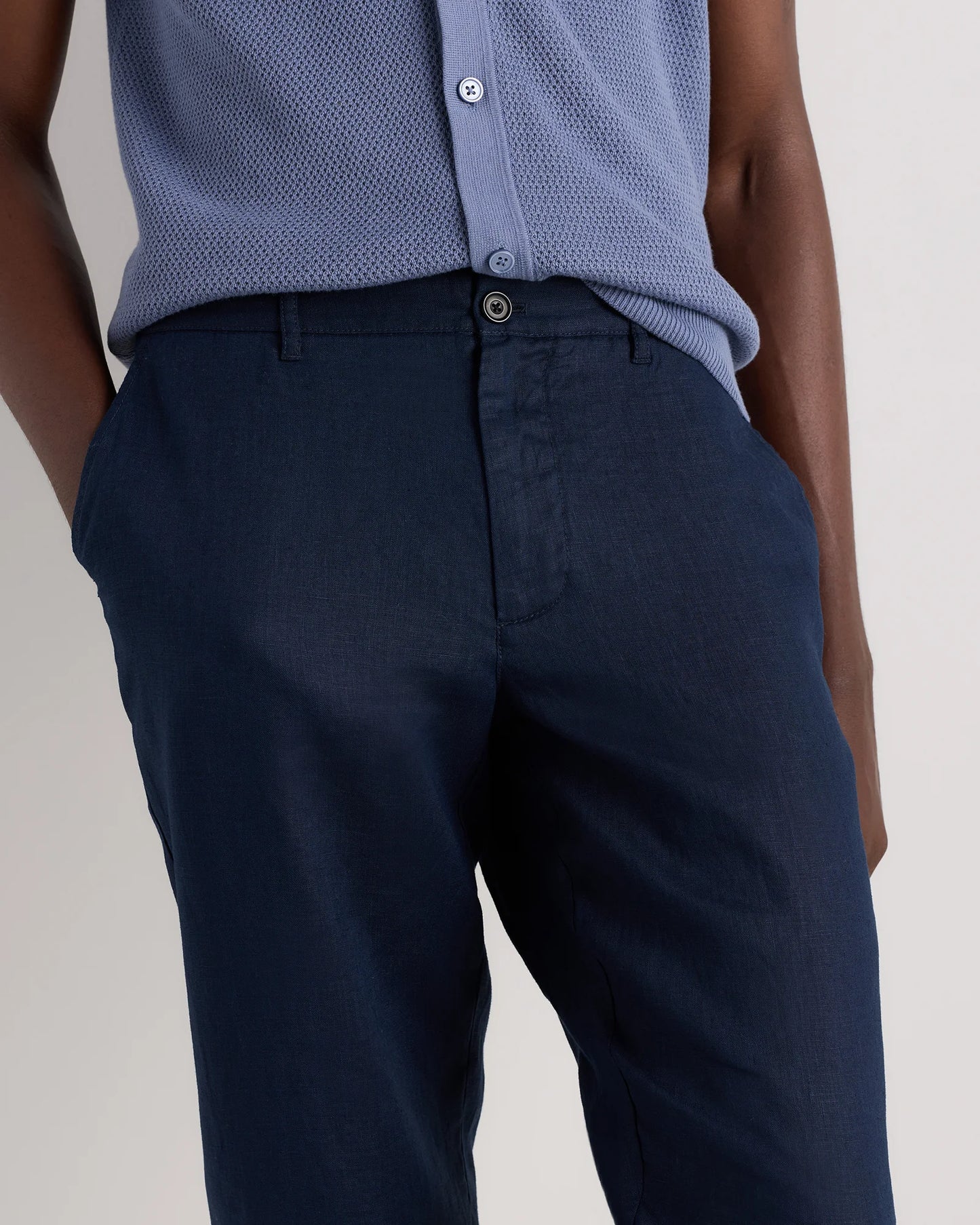 100% European Linen Trousers - 30X30 / Chambray Blue