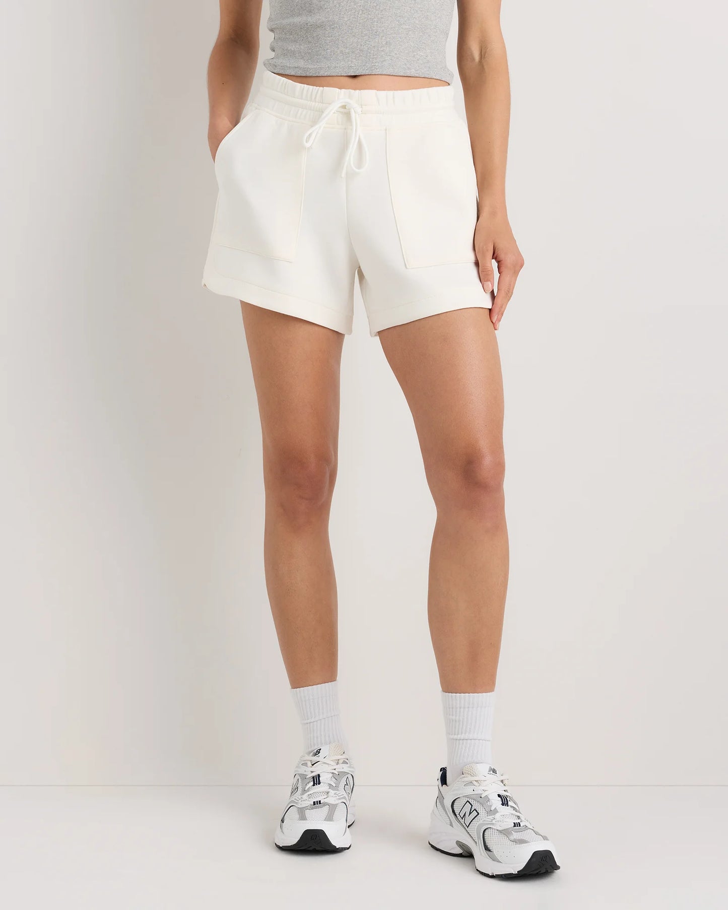 CloudComfort High-Rise Sweatshorts - XS / Pebble Beige
