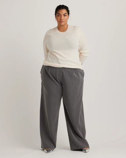 Mongolian Cashmere Crewneck Sweater - 1X / Pale Custard Yellow