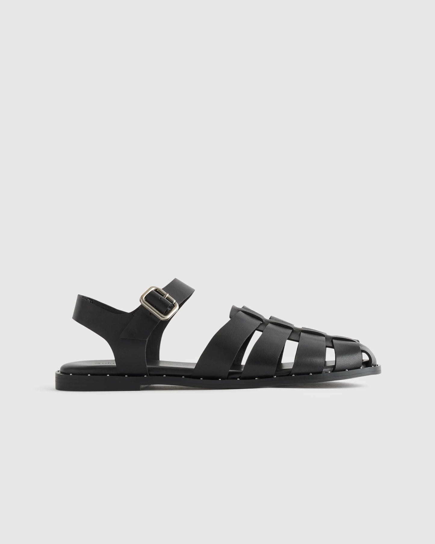 Italian Leather Fisherman Sandal - 5 / Black