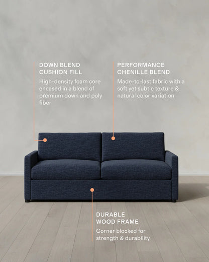 Brennan Sofa in Performance Chenille Linen Blend - 7ft / Snow