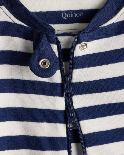 100% Organic Cotton Shortie Onesie Pajama - 2T / Navy Stripe
