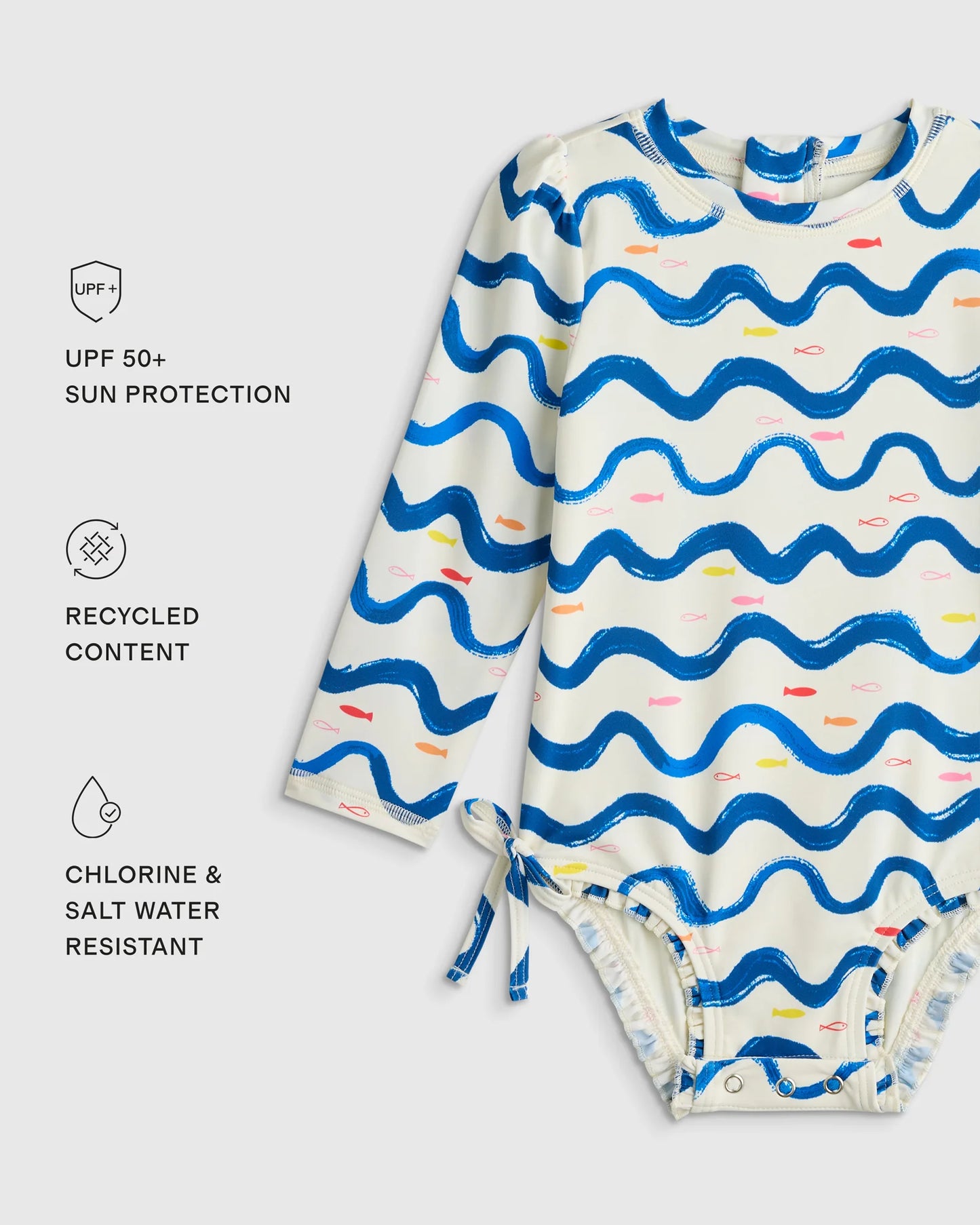 Long Sleeve Tie One-Piece Swimsuit - 2T / Soft Ditsy Floral