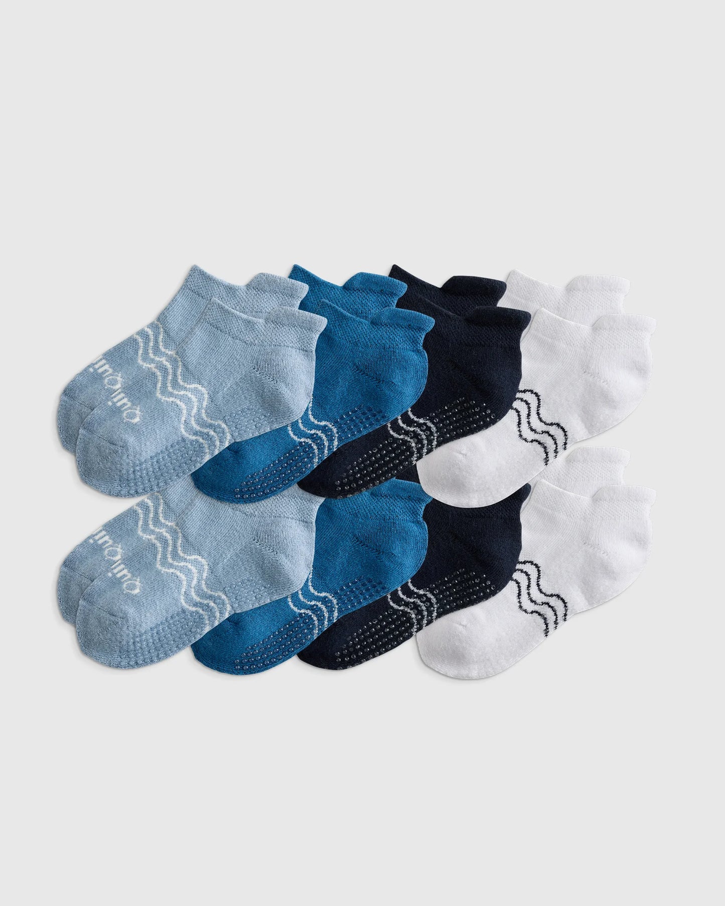 Organic Cotton Gripper Ankle Socks 8-Pack - 12M-24M / Pink/White Multi
