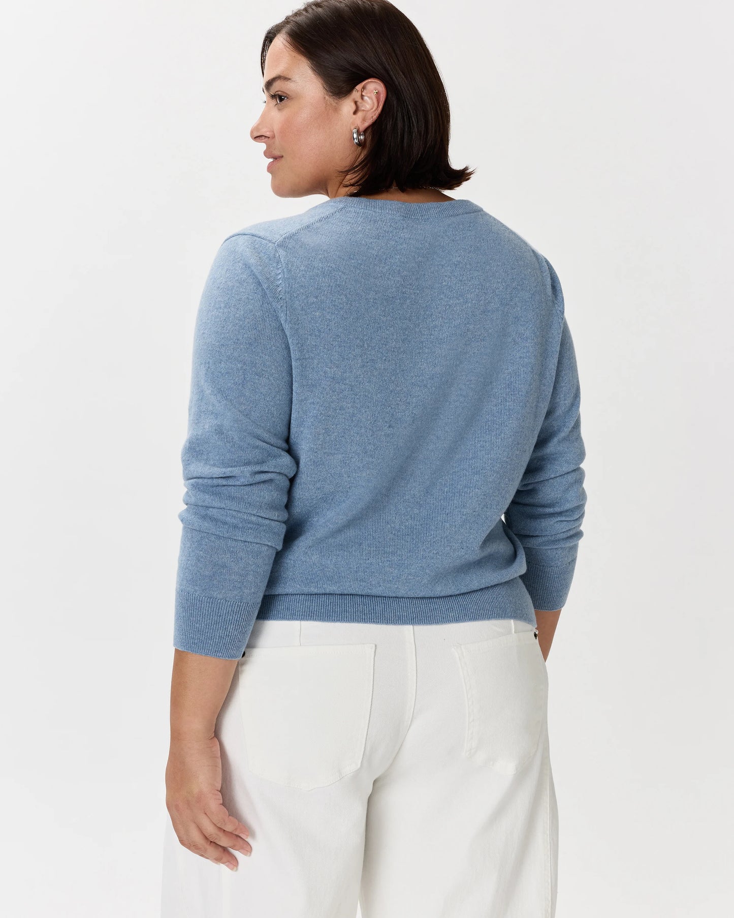Mongolian Cashmere V-Neck Sweater - 1X / Heather Vintage Pink