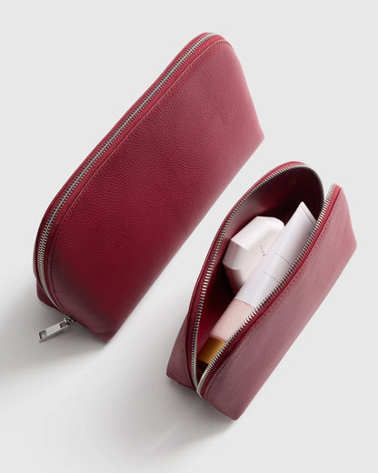 Italian Leather Pouch Travel Set - One Size / Deep Navy