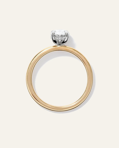 Lab Grown Diamond Oval Petite Hidden Halo Engagement Ring - 1ct - 4 / Yellow Gold