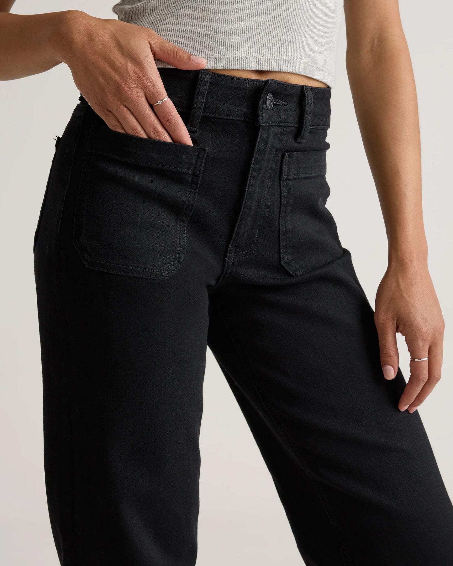 Bella Stretch Patch Pocket Wide Leg Jeans - 24 / Deep Sea Blue